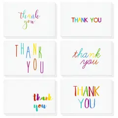 48 Pack 4x6-inch Bulk Thank You Cards with Envelopes - Appreciation Gift Note for Teachers and Kids (6 Assorted Designs)