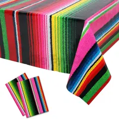 2 Pcs Mexican Fiesta Tablecloth Disposable Birthday Party Decorations Plastic Tablecover Mexico Table Cover Cinco De Mayo Themed Party Supplies Rectangle Dia De Los Muertos