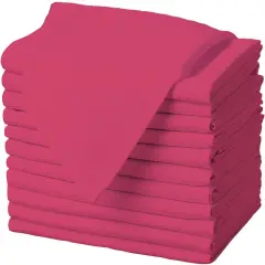 Cloth Napkins - 17 x 17 Inch Fuchsia Dinner Napkins - Set of 12 Soft & Absorbent Washable Fabric Cloth Table Napkins with Hemmed Edges for Hotel Restaurant