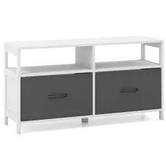 Gray White MDF 2 Drawer Dresser with Open Shelves and TV Stand Use