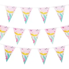 Mermaid Party Banners for Girls Birthday (11 ft, 3 Pack) Pink