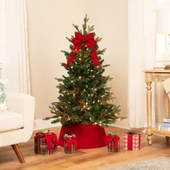 Northlight Real Touch&trade;️Pre-Lit Mixed Noble Spruce Artificial Christmas Tree - 4.5' - Warm White Green