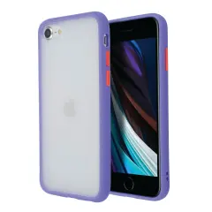 Translucent Matte Case For iPhone SE 2020 (2nd Gen), Hybrid Hard Back Soft Edges TPU Full Body Cover Lilac Purple/Yellow, by Insten