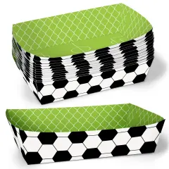 Big Dot of Happiness Soccer Party Paper Food Trays, Disposable Double-Sided Paper Food Holders for Nachos, Hot Dogs, French Fries - 12 Ct