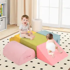 6-Piece Baby Climbing Blocks Play Set with High-Density Foam Ideal Educational Gift for Kids Macaron