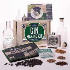 DIY Gift Kits Real Gin Making Kit, Gin Infusion Kit with 6 Botanicals & Spices, Stainless Steel Flask, & Funnel, Handcrafted Artisanal Gin, Mixology Set for Bartender & Adults, Gift for Men & Women Multicolor