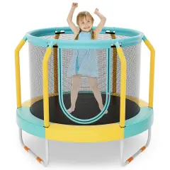 Kids Trampoline with Safety Net, Silent Bungees and 265 lbs Capacity