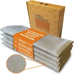 Premium Cotton Linen Napkins (Set of 4) 56% Cotton 44% Linen Light Sage Napkin 20"x20" Soft Durable Jacquard Woven Cloth Stain Release Fabric, Machine Washable, Table Linens