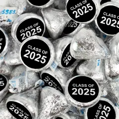 85 Pcs Black Graduation Candy Hershey's Kisses Milk Chocolate Class of 2025 (13.6oz, Approx. 85 Pcs)- By Just Candy