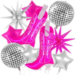 10 Pcs Pink Cowgirl Boot Balloons, Foil Disco Cowgirl Balloons Western Cow Decorations, Cowgirl Party Decorations for Birthday Party Last Rodeo Bachelorette Disco Western Cowgirl Theme Party Supplies
