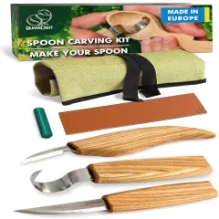 Wood Carving Tools Set for Spoon Carving 3 Knives Wood Carving Kit for Beginners Hook Knife Wood Carving Right-Handed Spoon Carving Whittling Knives (S13 Right-Handed)