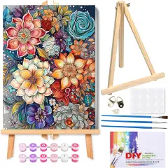 Succulents Paint by Numbers Kit for Adults Beginner,Beautiful Gift Box with Easel,Flower Paint by Numbers with Frame for Home Wall Decor 12x16inch