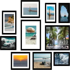 10 Packs Picture Frames Collage Wall Decor for Wall Hanging or Tabletop, 8x10, 5x7, 4x6 Multi Sizes Photo Frames, Collage Picture Frames for Family Wall Decor, Gallery Wall Frame Set, Black