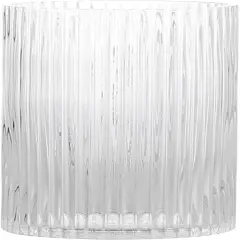 Clear Glass Vase, Glass Flower Vase, Ribbed Glass Vase, Clear Vase, Tall Cylinder Glass Vases for Centerpieces, Living Room, Dining Table, Office, Wedding, Bookshelf Decoration, 9.8 Inches