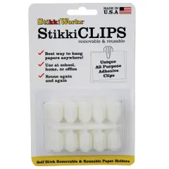 StikkiCLIPS&trade; Adhesive Clips, White, Pack of 20