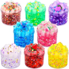 Jelly Cube Clear Slime Kit 8 Pack for Kids