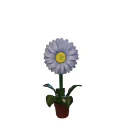 Small Purple Daisy In Pot Flower Statue
