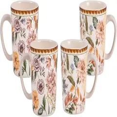 Blooming Moment Ceramic Mugs, Set of 4, for Coffee