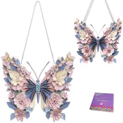 Hanging Diamond Art Painting Ornament Butterfly, DIY Double Sided Acrylic Diamonds Painting Pendant Kit for Adults