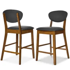 Best Choice Products 2-Piece Mid-Century Modern Wood and Upholstered Counter Height Bar Stool Set Walnut/Charcoal