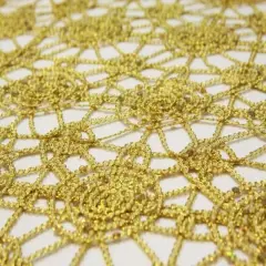 1 Yard Gold Sequin Chain Chemical Lace Embroidery Fabric for Dress Decor 54 Inches Wide
