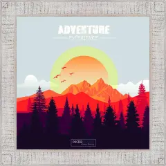 Square Sculpted White Picture Frame - UV Acrylic, Foam Board Backing, Hanging Hardware