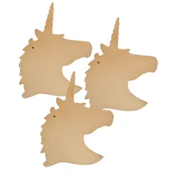 Pack of 3 - Little Birdie MDF Base Unicorn Head 10"X13"-Unicorn Head