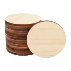 Unfinished Wood Circles for Crafts, Wood Burning, Engraving (4 In, 15 Pack) Brown