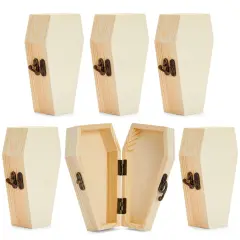 Bright Creations 6 Pack Unfinished Wood Coffin Box with Hinged Lids, Coffin Decor, Mini Wooden Boxes for Crafts, Halloween Party Favors and Decorations (6.1 x 3.5 x 1.8 In) Brown