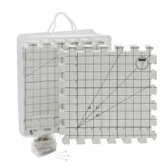 Bright Creations 9 Extra Thick Blocking Board Mats for Knitting w/Grids, 200 T-Pins, 1 Storage Bag (210 Pieces) White