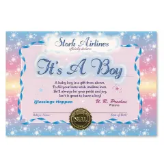 6 Pack Bulk It's A Boy Certificate