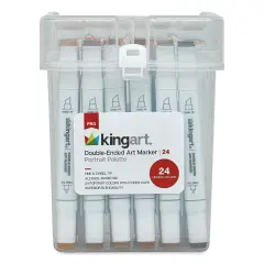 Kingart Pro Double-Ended Art Alcohol Markers - Portrait, Set of 24