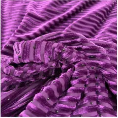 1 yard Purple Stripe Jacquard Korean Stretch Velvet Fabric for Dresses Skirts Pants and More
