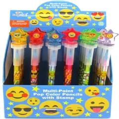 TINYMILLS 24 Pcs Emoji 2 in 1 Stacking Crayons with Stamp Topper