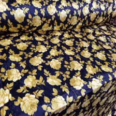 1 Yard Black Solar Gold Stretch Crushed Velvet Floral Fabric for Apparel D&eacute;cor Upholstery 60 Inch Width