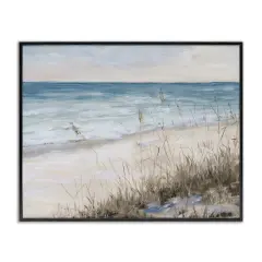Stupell Industries Traditional Beach Coast Line Framed Giclee Art Black Frame