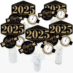Big Dot of Happiness New Year's Eve - Gold - 2025 New Years Eve Party Centerpiece Sticks - Table Toppers - Set of 15