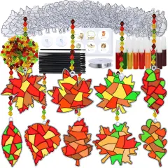 27 Sets Fall Leaf Suncatchers Ornaments Decorations DIY