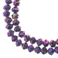 Crystal Lane DIY 2-Strand 7in Opaque Iris Finish Glass Rondelle Donut Bead Strands