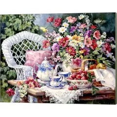 Tea & Strawberries by Barbara Mock 20" x 16" Canvas Wall Art