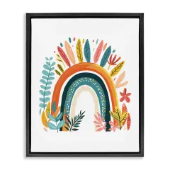 Stupell Industries Boho Rainbow Blooms Floater Framed Canvas Wall Art Design by LSR Design Studio