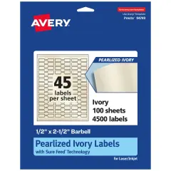 Avery Pearlized Ivory Barbell Labels with Sure Feed Technology, .5" x 2.5"