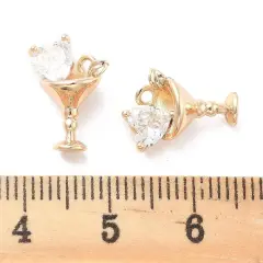 14x10x7mm 18k Brass Rhinestone Cocktail Charms - Choose Gold or Platinum Gold (B320)