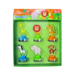 Safari Jungle Animals Acrylic Self-Inking Stampers, 6 Pcs