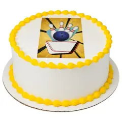 Bowling PhotoCake&reg; Edible Cake Topper Icing Image for 8 inch round cake or larger
