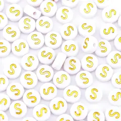 300Pcs Round Letter Beads S 4X7mm Individual Gold Alphabet Beads for Friendship Bracelets Making