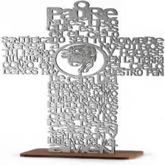 12pcs Jesus Cross Wood Stand Laser Cutout Baptism Centerpiece Silver