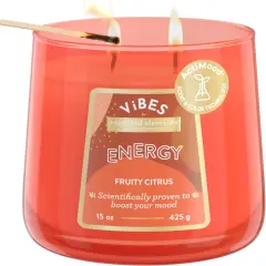 Candle-Lite Vibes Fruity Citrus Scented Candles, Perfect Relaxation Valentines Day Gifts for Her, Aromatherapy Mood-Enhancing, 15 oz 2-Wick Jar, 86 Hours Burn Time