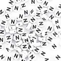 300Pcs Round Letter Beads for Charms Bracelets Making 4X7mm Individual White Alphabet Beads kit N