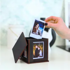 Photo Box &ndash; Elegant Wooden Storage and Display Case (compatible with Instax Mini) | Vintage-Inspired Design | Holds Up to 80 Instant Prints | Ideal for Instant Film Photography Enthusiasts